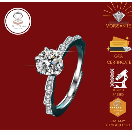 Cincin Moissanite Perhiasan Berkualitas High Quality Dengan  Moissanite sertifikat GRA Asli