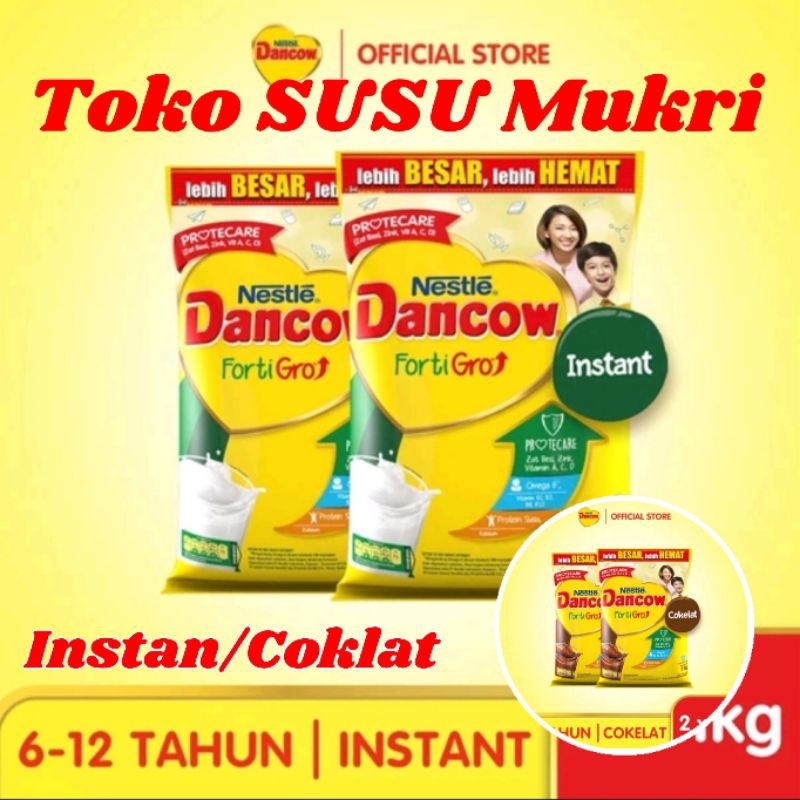 

DANCOW Fortigro Susu Bubuk Susu Anak Instant/Coklat Pouch 1kg x2Poch
