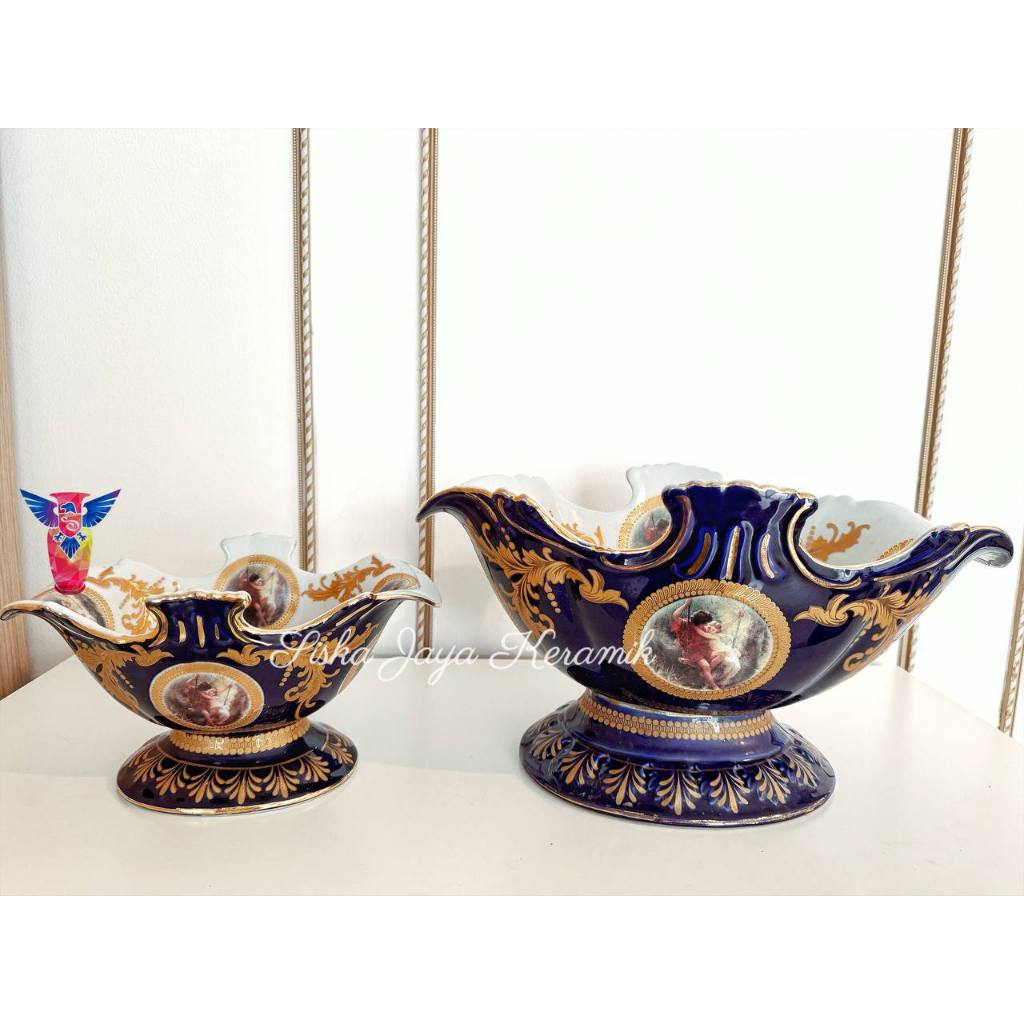 pajangan hias tempat buah elegant porselen keramik import