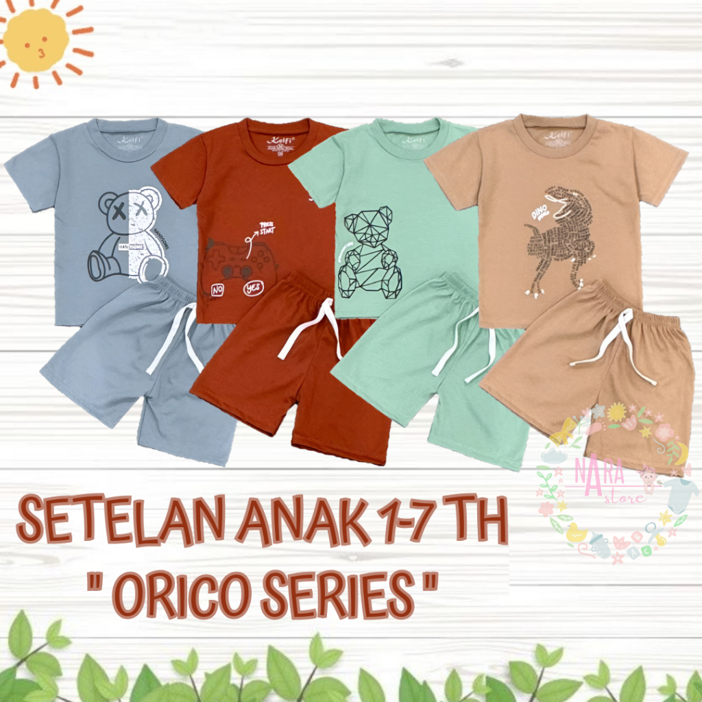 SETELAN ANAK LAKI-LAKI KELFI USIA 1-7 TAHUN ORICO SERIES/BAJU SETELAN ANAK COWOK KELFI SNI