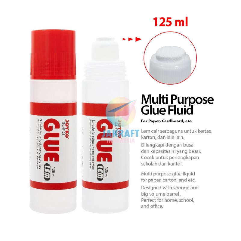 

PANAS 1 Pcs Lem Cair JOYKO GLR125 Paper Glue Kertas Kain Busa Prakarya Serbaguna 125 ml Bening Transparan