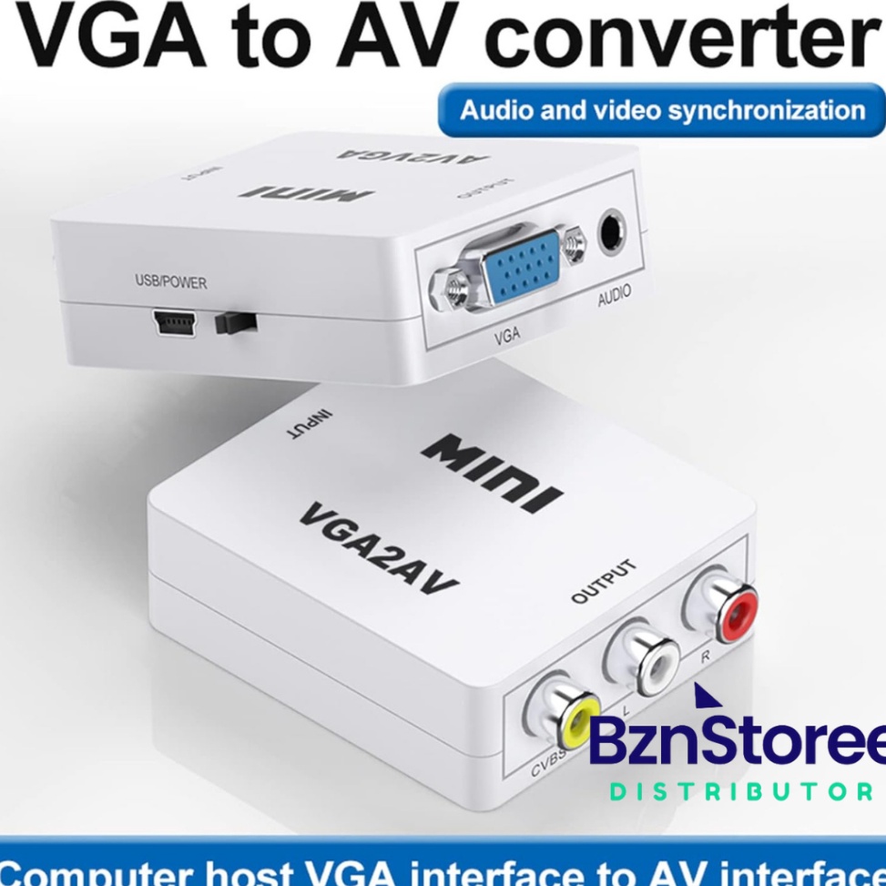 VGA2AV  CONVERTER VGA FEMALE TO AV FEMALE MINI  KABEL USB 5 PIN MALE  VGA2AV VGA to RCA CONVERTER  C
