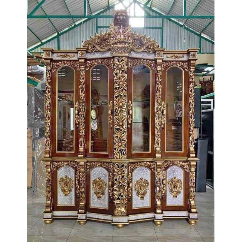 bufet hias sima full ukiran / lemari hias / lemari pajangan ukir jati