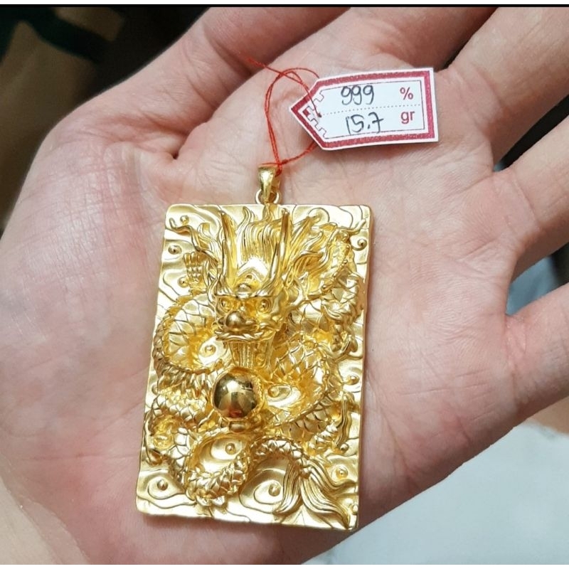 Liontin emas 24k naga kotak