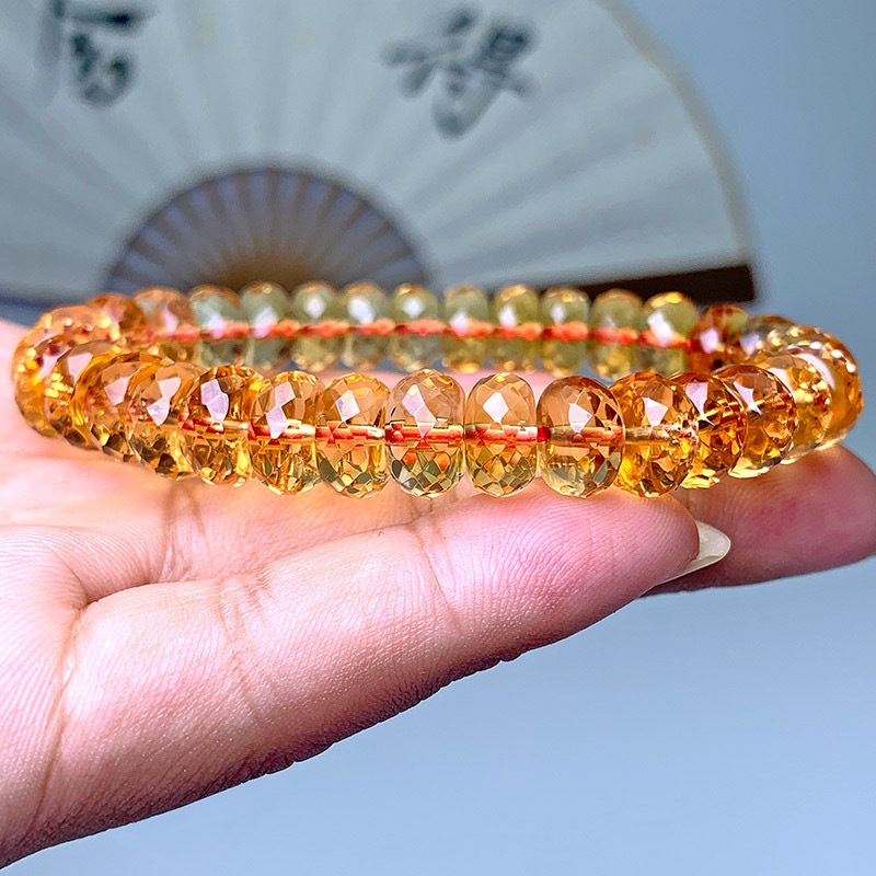 Brazilian citrine chisel face abacus bead