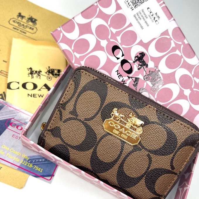 KF7 Dompet coach FREE BOX  COVER kartu  koin dompet kecil wanita pria Cruff