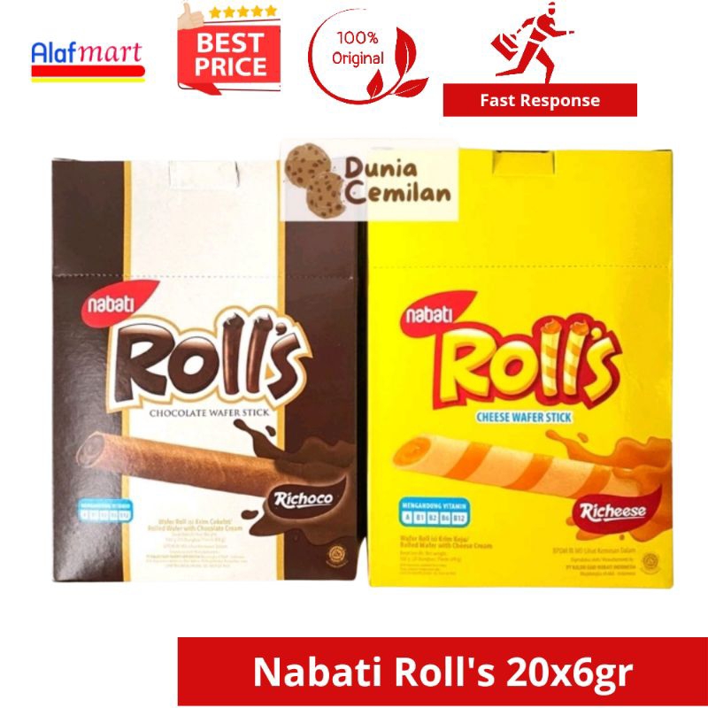 

Richeese Nabati Roll's isi 20x6gr varian cokelat keju