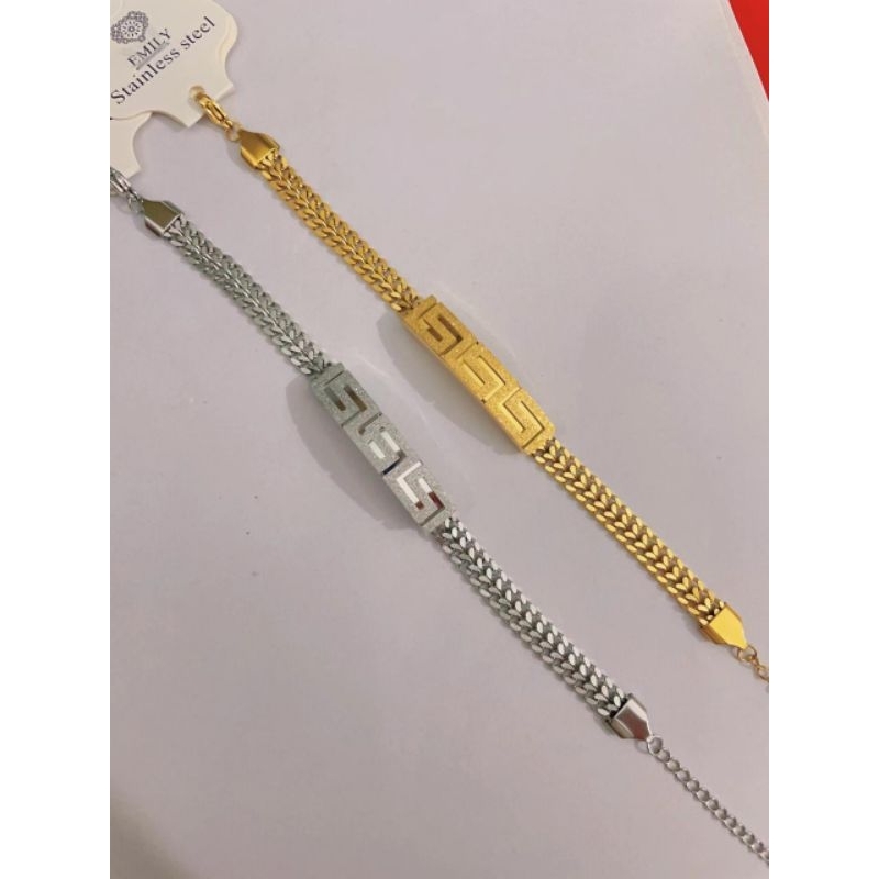 Gelang tangan plat rantai lipan fashion wanita gold/silver
