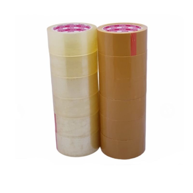 

Lakban Bening 1 roll isi 6 pcs/ Lakban Coklat 1 roll isi 6 pcs/ Lakban bening/ Lakban Coklat