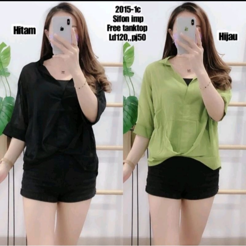 atasan sifon import/sifon import polos dan bunga