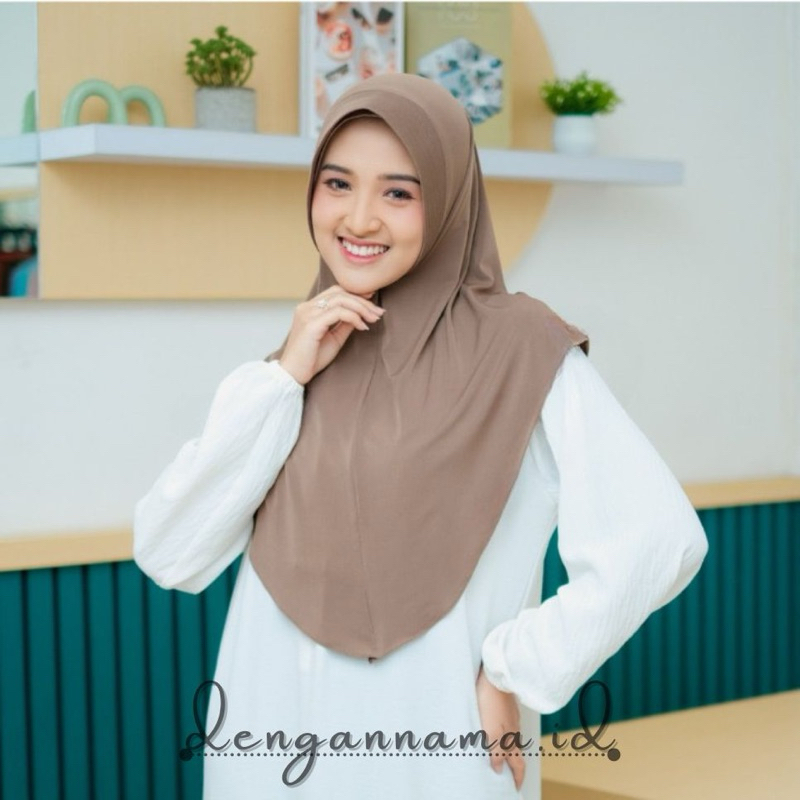 Hijab Bergo Pad Antem Oval Pinguin Instan Dewasa Jersey Spandek Premium Ukuran L / Bergo Pet Antem O