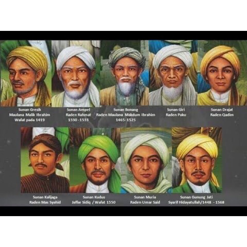 hiasan dinding poster para wali songo plus bingkai