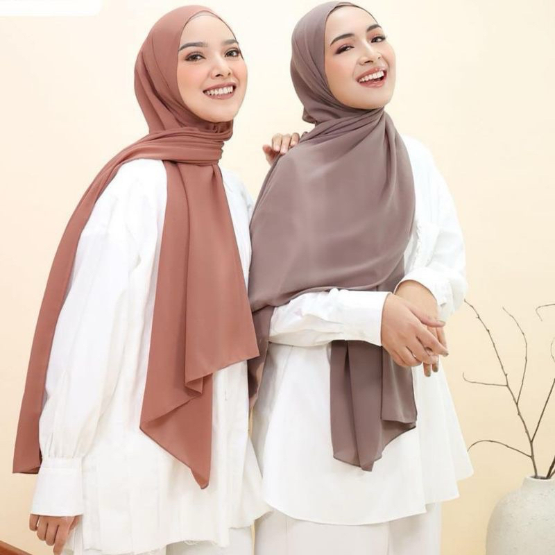 PASHMINA MALAY POLOS CERUTY BABYDOLL / JILBAB KERUDUNG PASMINA BABY DOLL HEAVY CHIFFON MURAH
