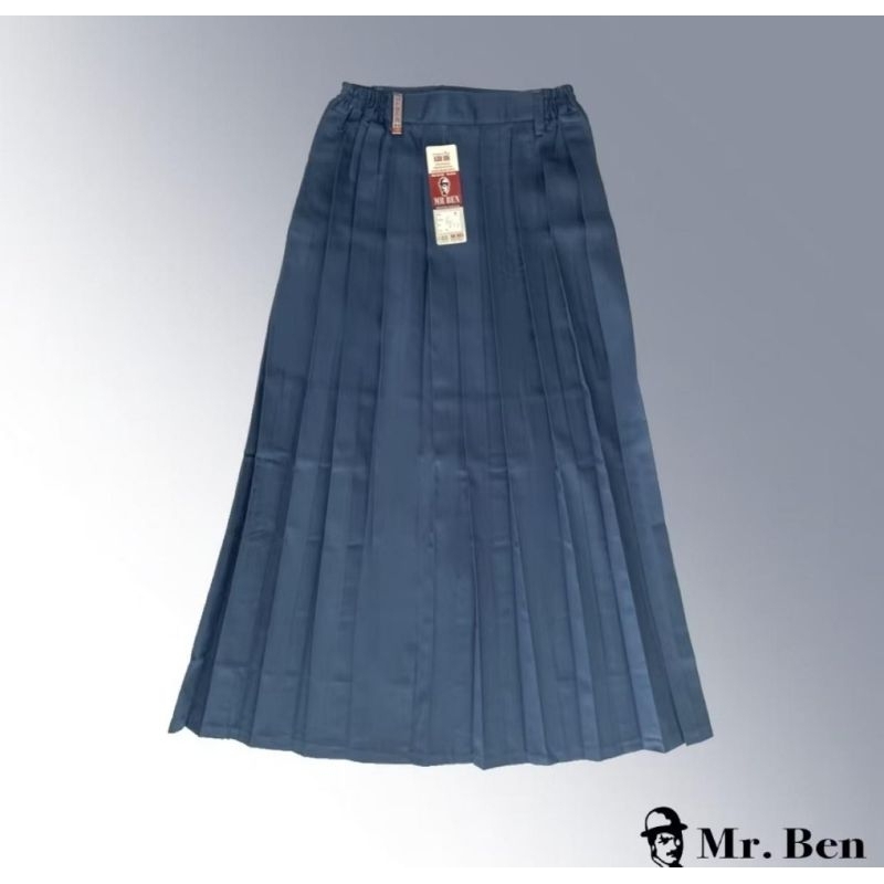 MR.BEN Rok SMA Abu Biru Panjang Rempel Lipat Lipat // Rok Sekolah // SERAGAM SEKOLAH