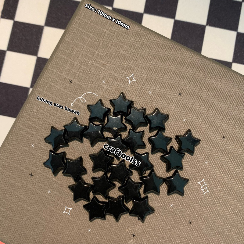 MANIK MOTE BINTANG HITAM WARNA WARNI 10MM