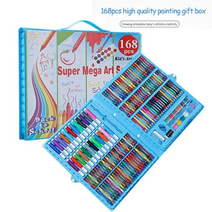 

Pensil Warna 168pcs / pentel + crayon + pensil warna + cat air total 168pcs Alat warna Lukis Anak sekolaj