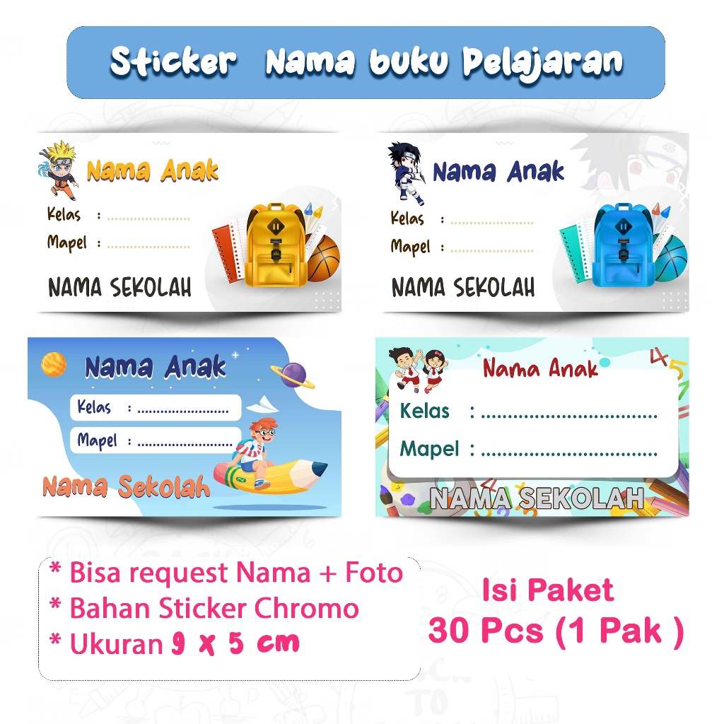 

COD 30 PCS Label Stiker Buku Sekolah Mata Pelajaran Lucu dan Keren