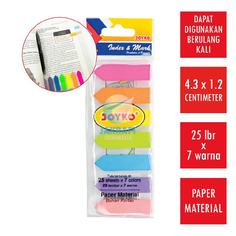 

HARGA GROSIR 175 Pcs Index Mark JOYKO IM33 Memo Tempel Kertas Persegi Sticky Notes 7 Warna x 25 Lembar
