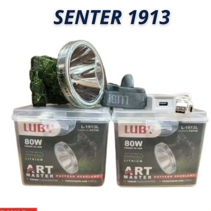 Promo Senter Kepala LUBY Motif Batik 80 Watt 1913L Body Besar/ L1913/ L-1913