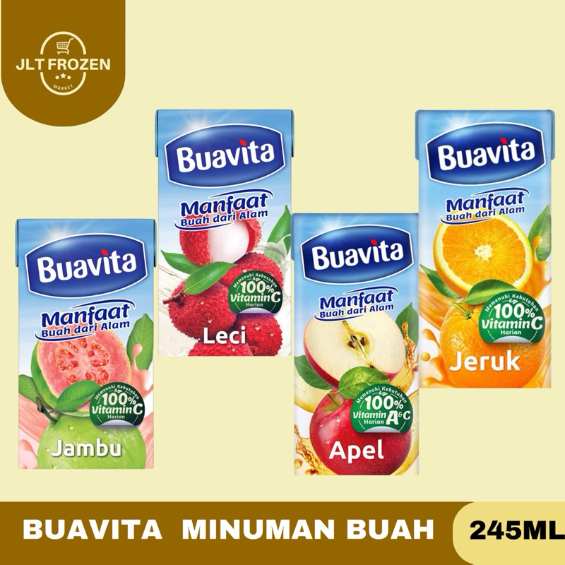 

Buavita Jus Buah / Minuman Sari Buah Asli rasa Jeruk / Apel / Jambu / Leci / Mangga - 245ml