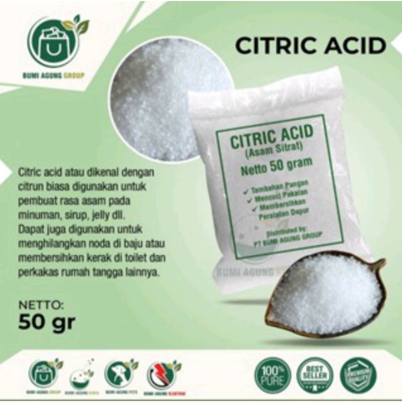 

Citric Acid / Sitrun / Asam Sitrat / Citrun 50 gr