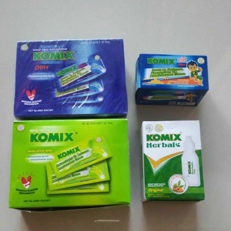 Komix sachet Sirup Cair Obat Batuk berdahak pilek tenggorokan Hijau Jeruk Nipis Biru OBH Orange Jahe