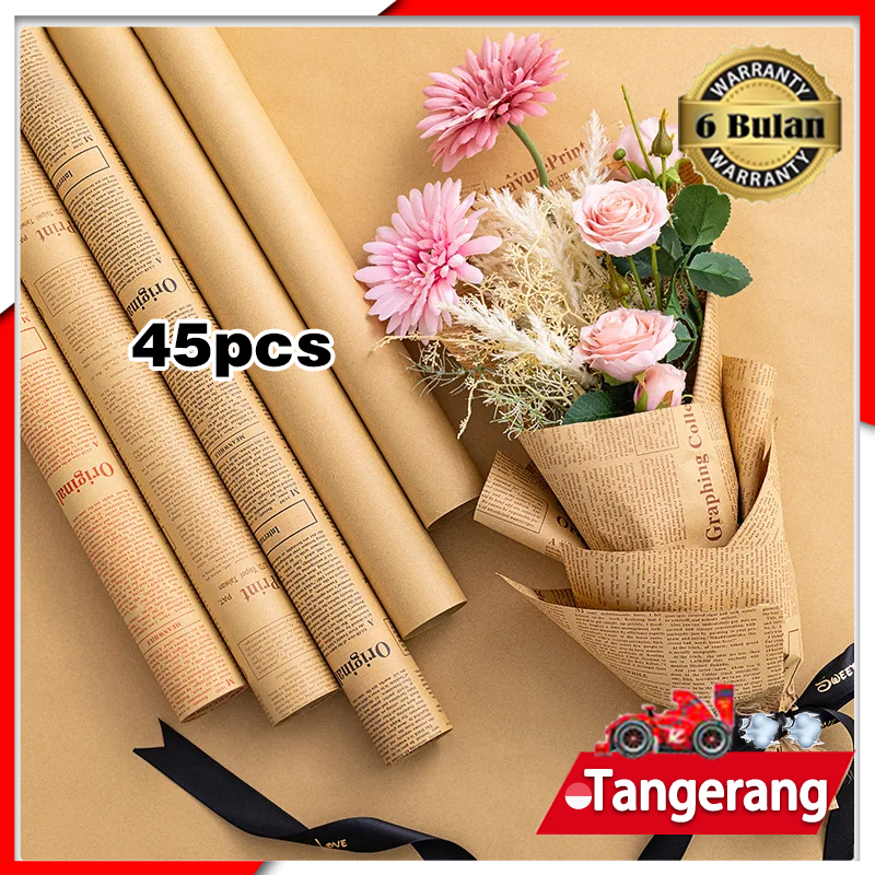 

45pcs Flower Wrapping Paper 50*70cm Kertas Kado Kertas Buket Bunga Motif Koran Vintage Kraft