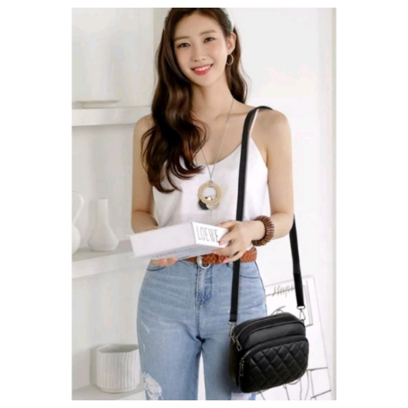 Tas kulit wanita model selempang kulit asli - Tas mini