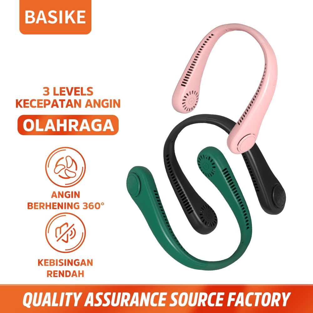 BASIKE Kipas Angin Mini Portable Gantung Leher Alat pendingin olahraga luar ruangan Long Standby Fan