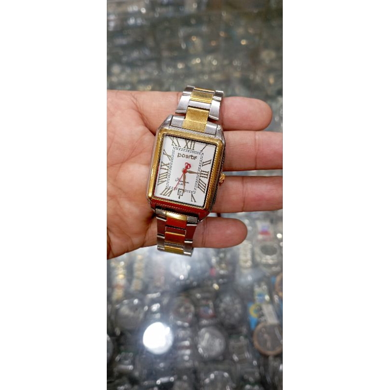 jam tangan pria positif klasik persegi water resist tipis elegan klasik style