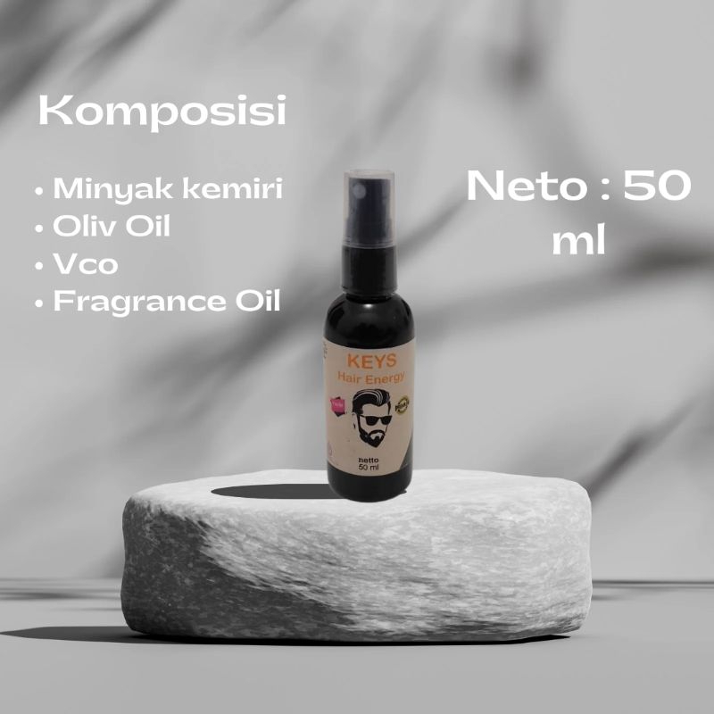 Keys Hair Energy: Minyak Rambut Pria | Minyak Rambut Spray | Minyak Rambut Klimis Varian Vanilla
