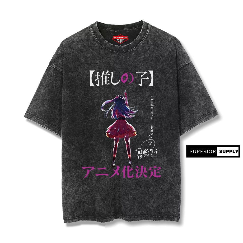 SUPERIOR kaos Yoasobi Oshi No Ko sandwash washed tshirt oversize & slim-fit Oshi-5