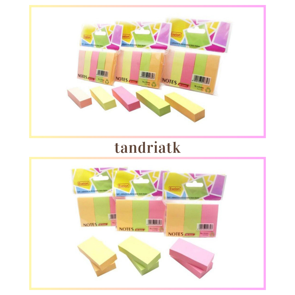 

Sticky Note Stickiii/ Memo Pembatas Buku 76 x 51 mm (3 x 2 inch), 100 Sheets 5 Colour 3 Warna
