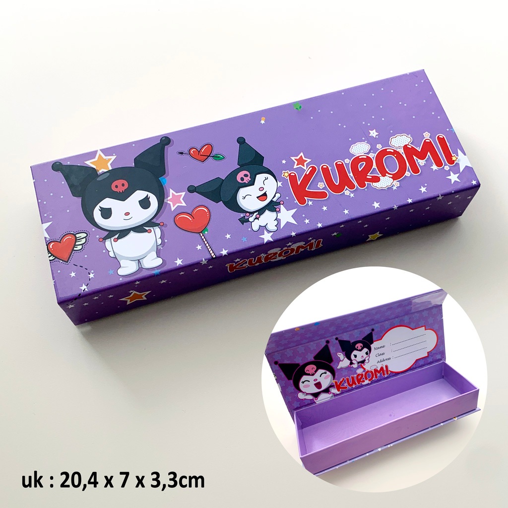 

Kotak Tempat Pensil Dus Gambar Kuromi Sanrio / Pencil Case untuk Sekolah Anak Preschool Kindergarten SD TK PAUD