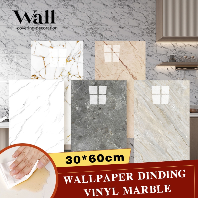 Wallpaper Dinding VINYL Marble 30 x 60 cm Wallpaper Dinding Kabinet untuk Kamar Tidur Dapur Kamar Ma