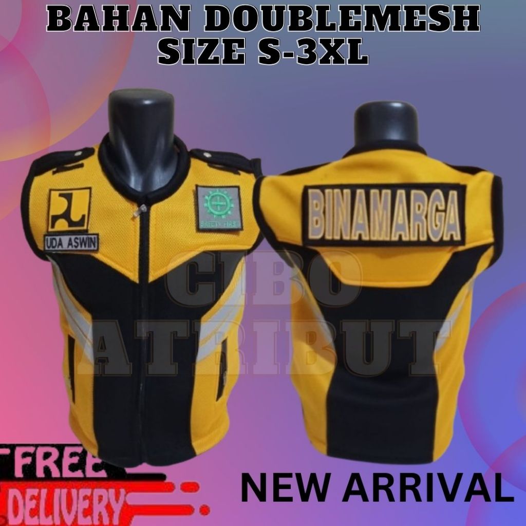 ROMPI BINA MARGA/ROMPI PUPR-BINAMARGA/ROMPI BINAMARGA TERBARU/BAHAN DOUBLEMESH WARNA HITAM-KUNING TE