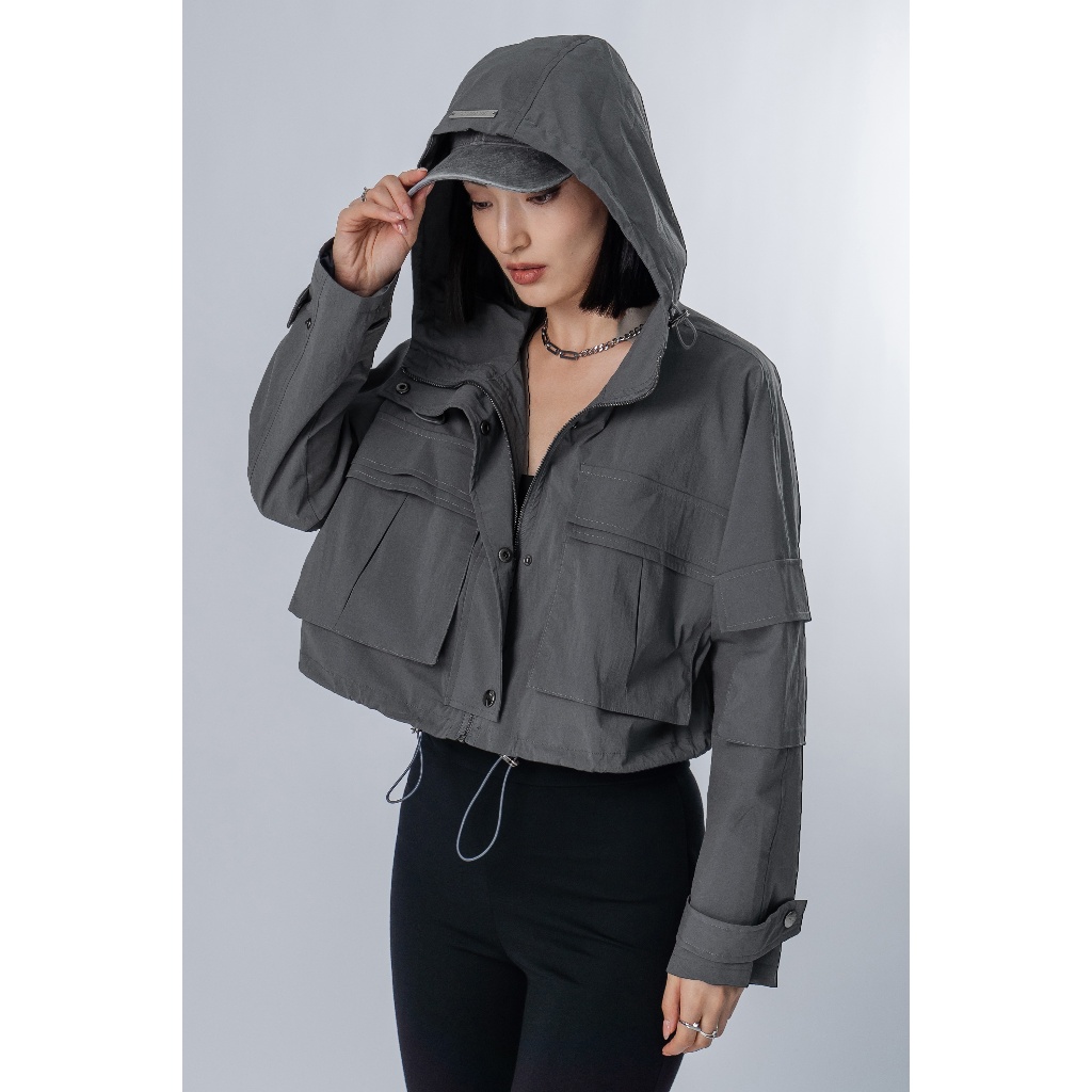 Young Hungry Free - Jacket Wanita - Hoard Jacket In Dark Smoke Grey