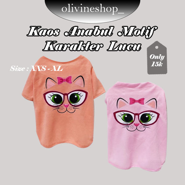 BAJU KAOS ANJING ANABUL KUCING GAMBAR KARAKTER LUCU BERKUALITAS BAGUS