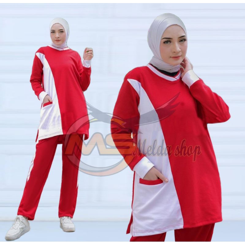 setelan dan atasan baju olahraga tunik wanita muslimah//setelan dan atasan seragam olahraga senam wa