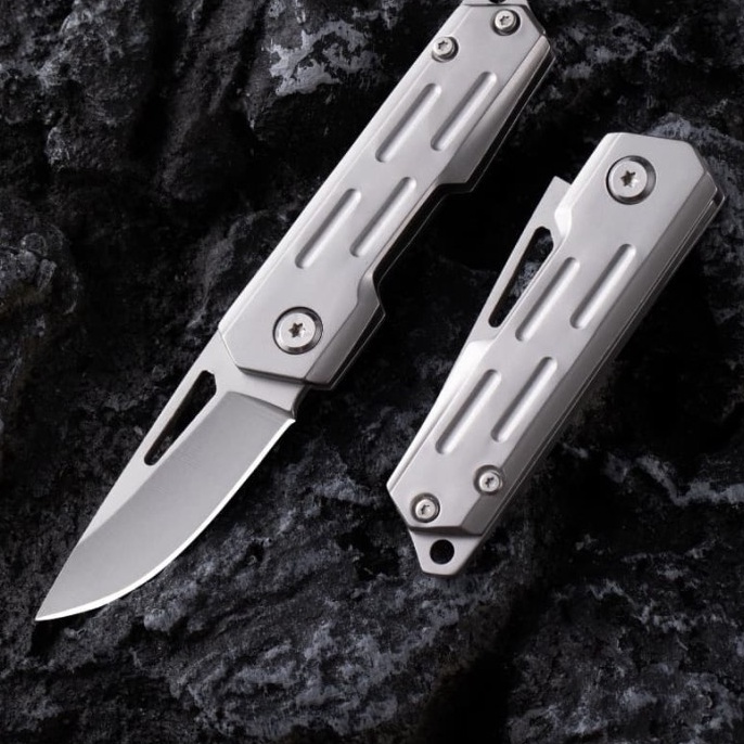 Pisau Lipat Kecil Portable Gantungan Kunci D2 Steel Handle KODE I5Z7