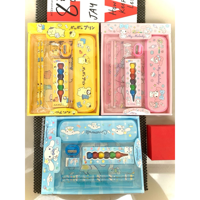 

KEY - Stationery Set All In Motif Sanrio ATK Karakter Cinnamorol Meody Pompurine Full set lengkap