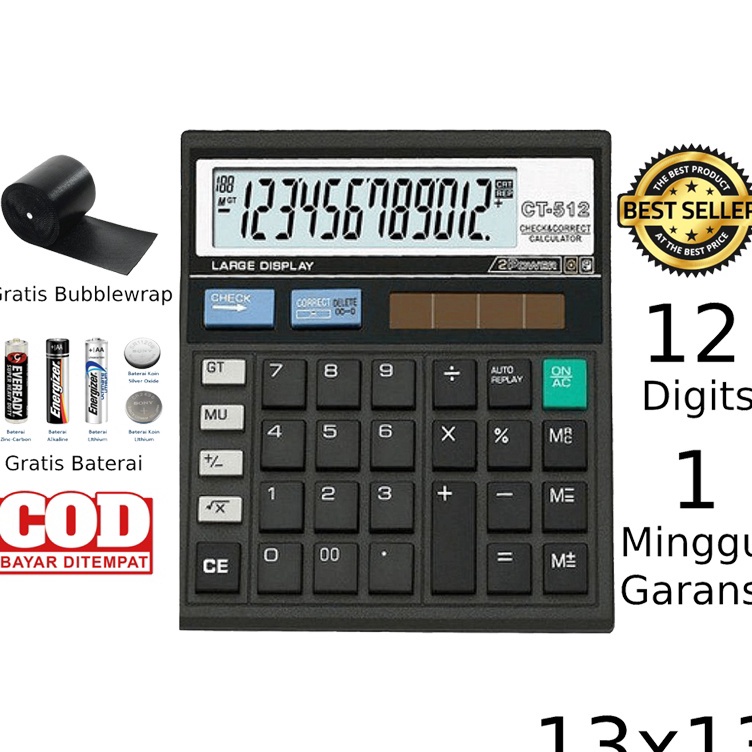 

Murah Kalkulator CITIZEN CT 512 12 Digit Calculator Check Dual 2 Power