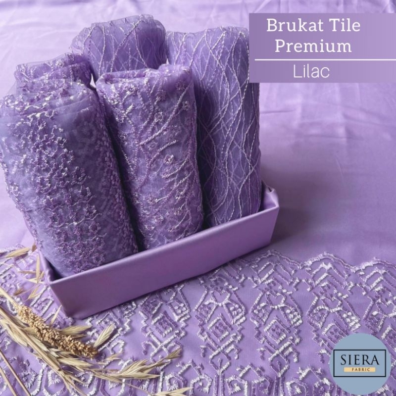 SETENGAH METER Kain Brukat Tile Bahan Kebaya Siera Fabric - Lilac ( PER 50cm KAIN )