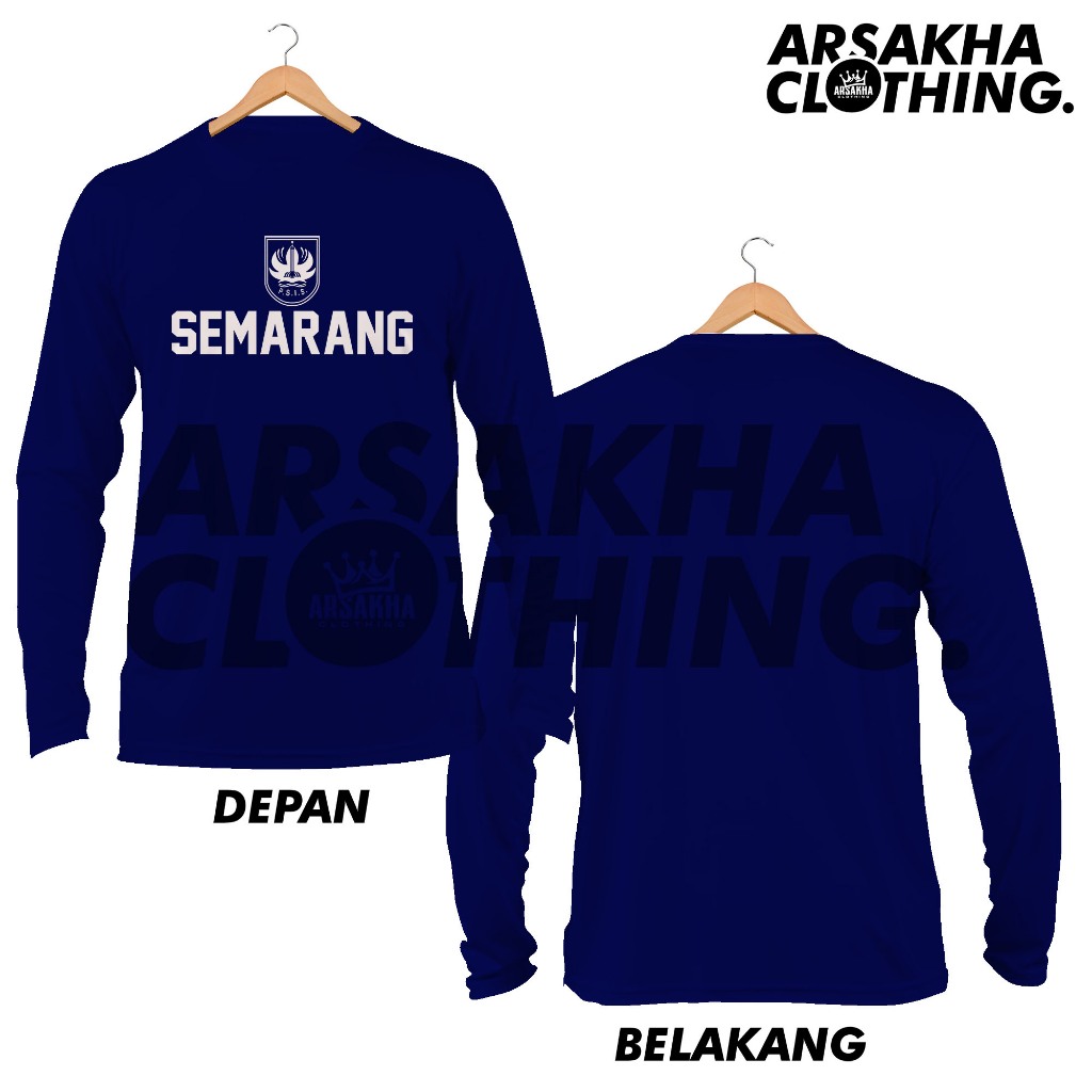 Kaos Lengan Panjang PSIS Semarang Logo  Baju Distro Katun Combed 30s by Arsakha Clothing