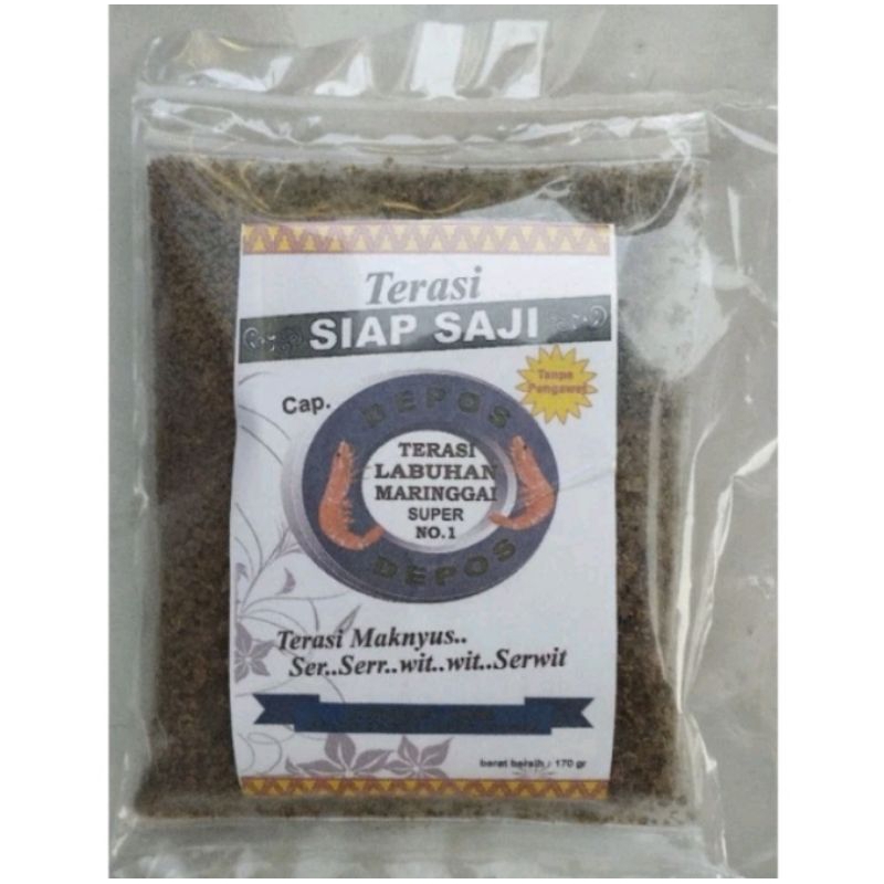 

Terasi Udang Khas Labuhan Maringgai Super No.1 Terasi Siap Saji Cap DEPOS Netto 170 Gram
