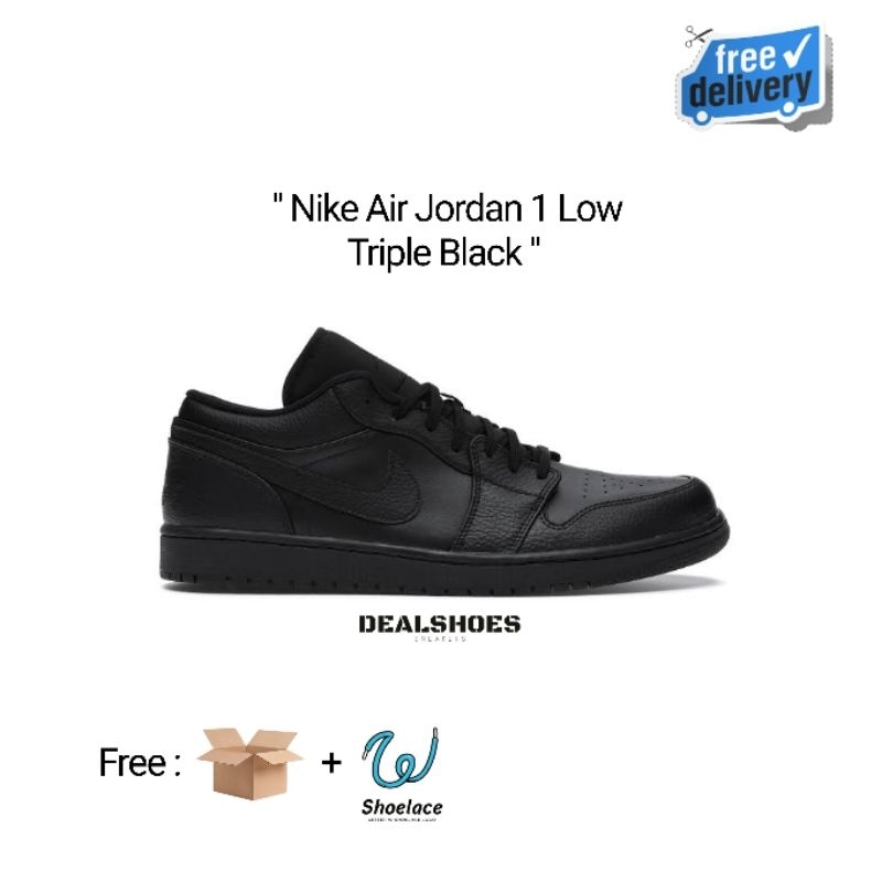 Jordan 1 Low Triple Black 100% Authentic Shoes
