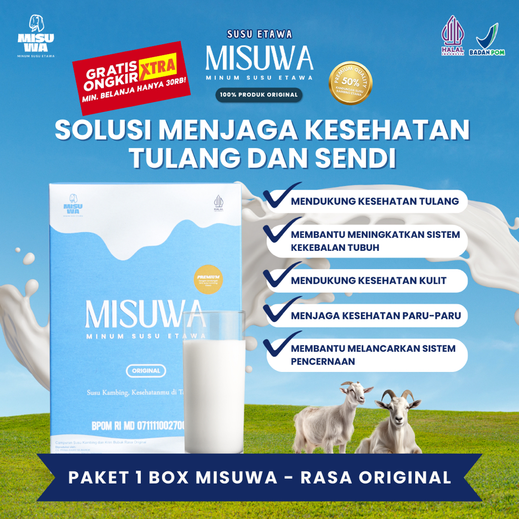

Susu Kambing Etawa Bubuk Rasa ORIGINAL 200GR Menjaga Kesehatan Tulang Sendi | MISUWA