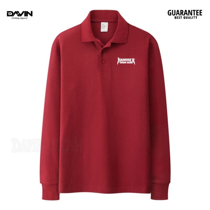 Kaos Kerah Pria Polo shirt Lengan Panjang Hammer Down Hard