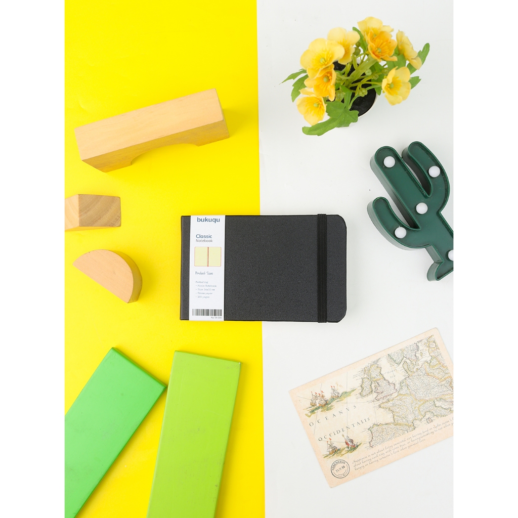 

Bukuqu Classic Notebook Landscape Uk A6 - Hitam, Plain