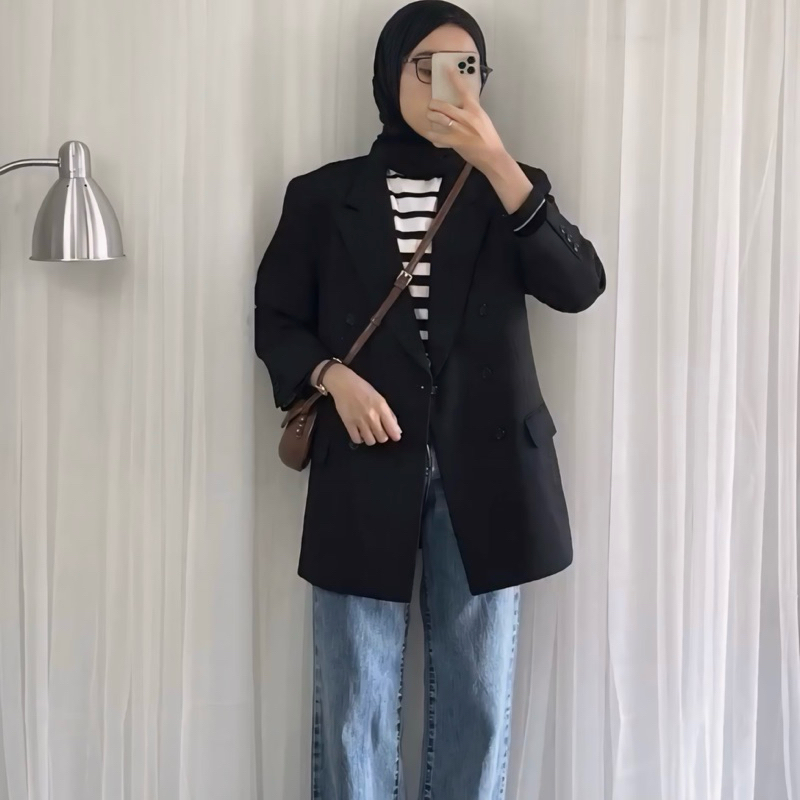 BCWEARS - Oversized Premium Blazer - Korean Blazer - Semiwool Blazer - Blazer Jumbo - Black Blazer -